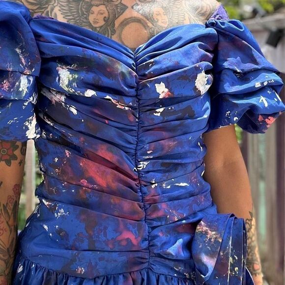 Hand Painted vintage 80s cocktail Prom dress - Picture 2 of 7